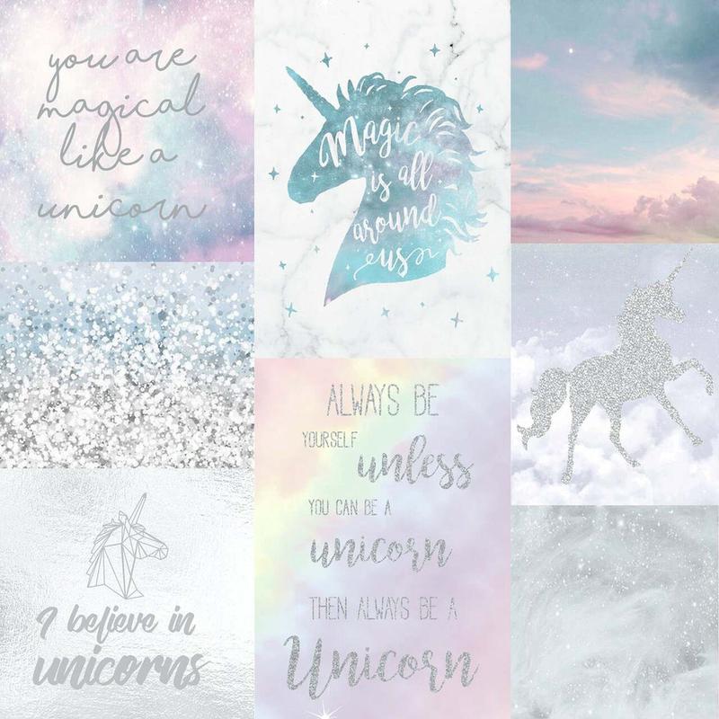 Believe in Unicorns Wallpaper - Multicolor